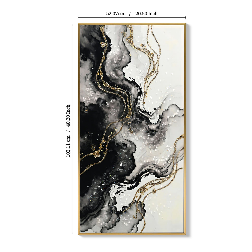Detail of the gold veining running through the marbled ink
