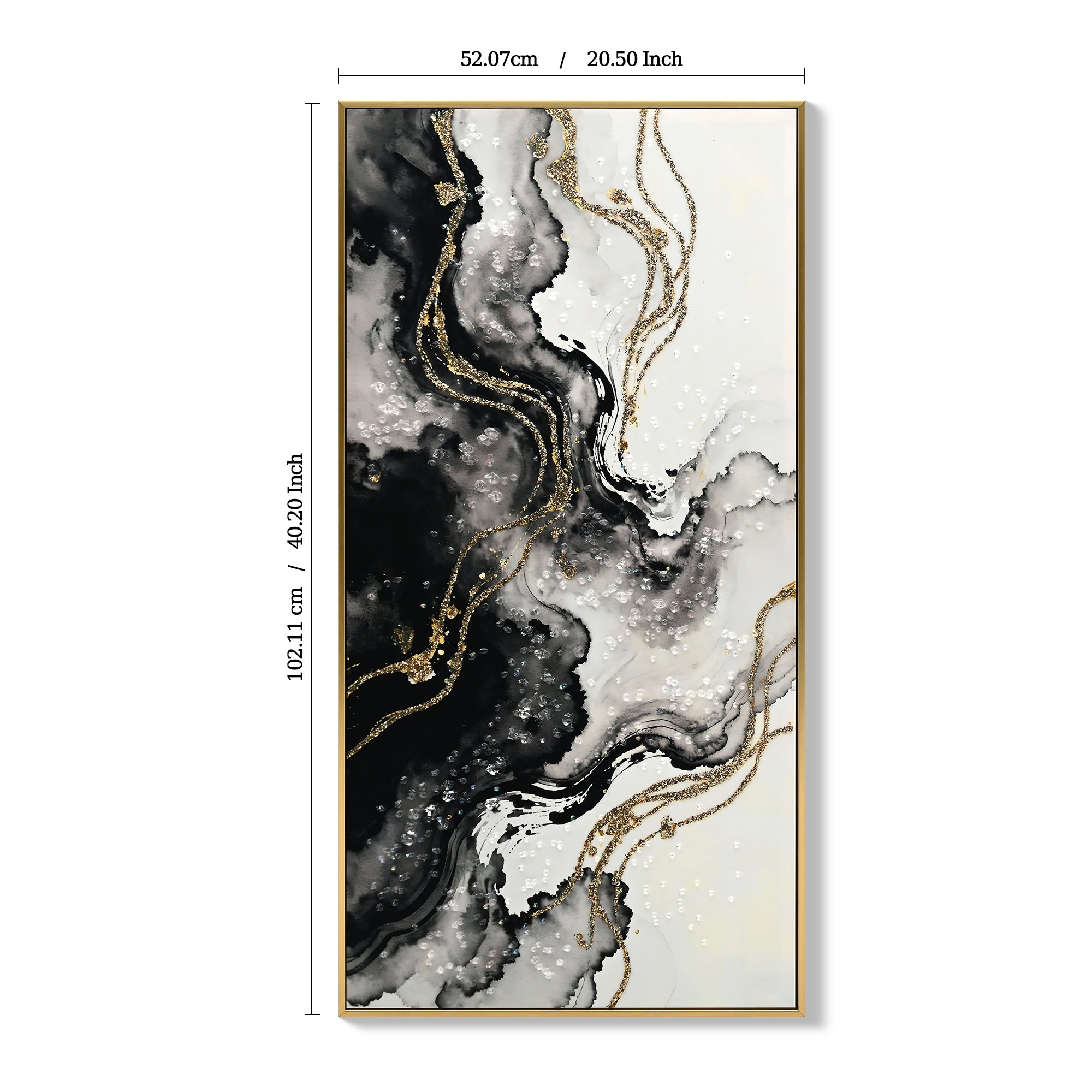 Detail of the gold veining running through the marbled ink