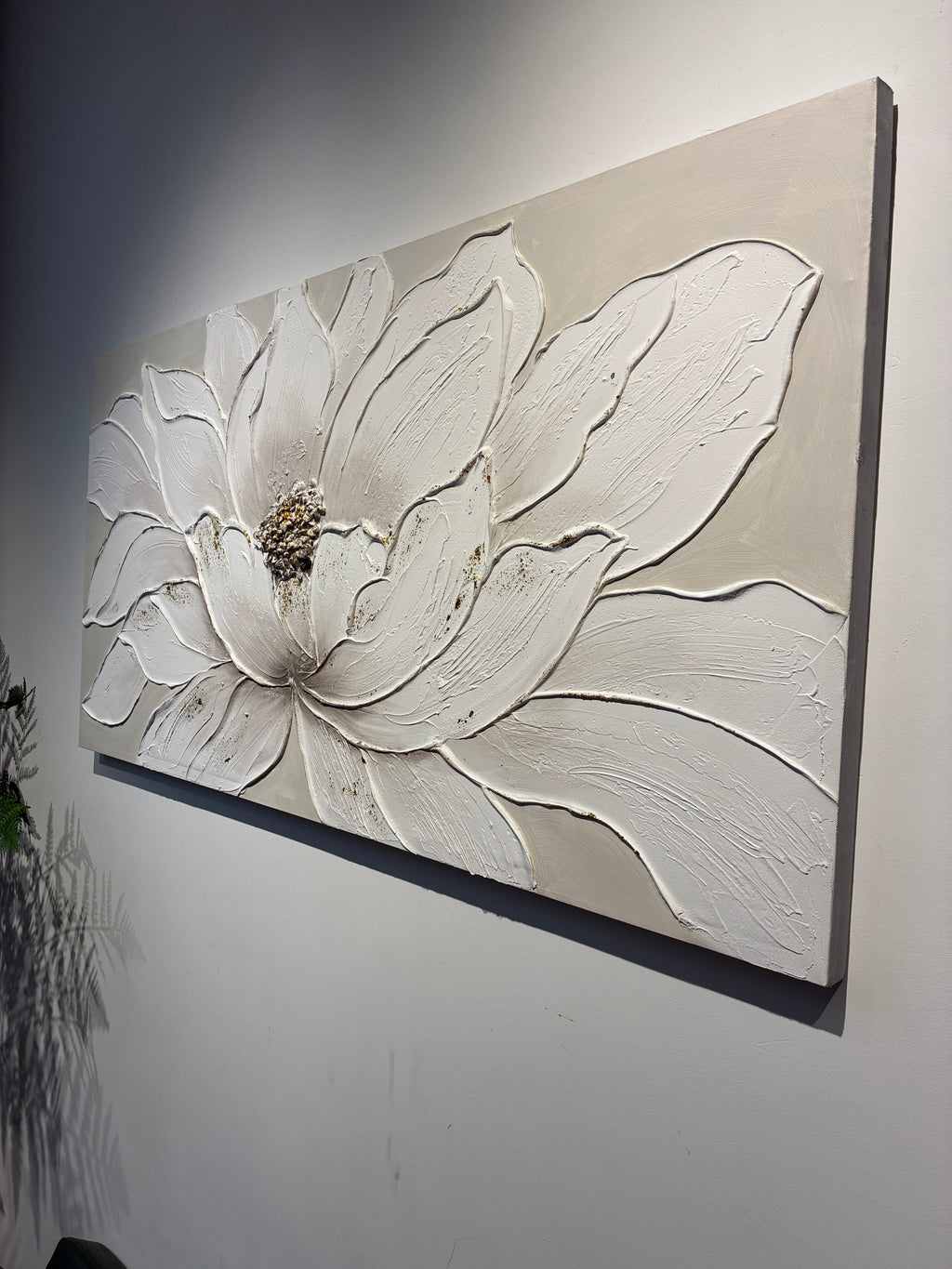 Lotus Relief canvas, ready to hang