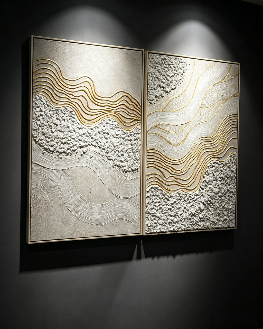 Alabaster diptych in an interior setting