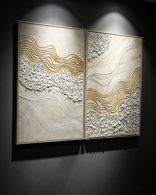 Alabaster diptych in an interior setting