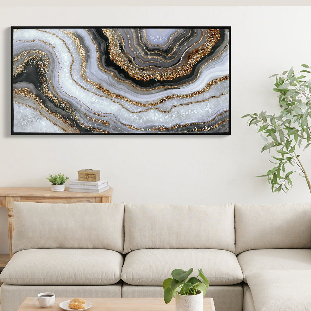 Geode canvas, framed and ready to hang