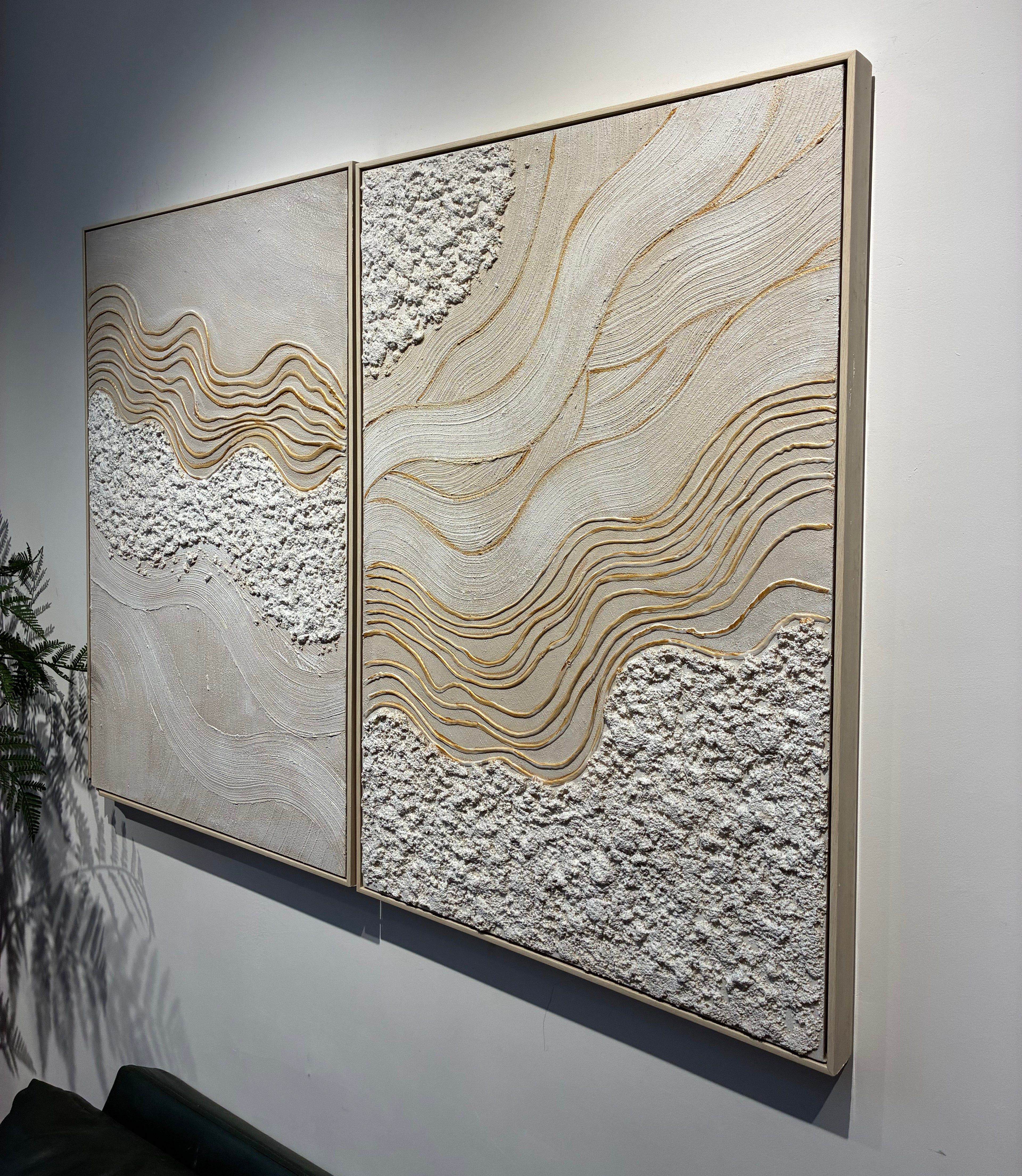 Detail of gold catching in the white texture
