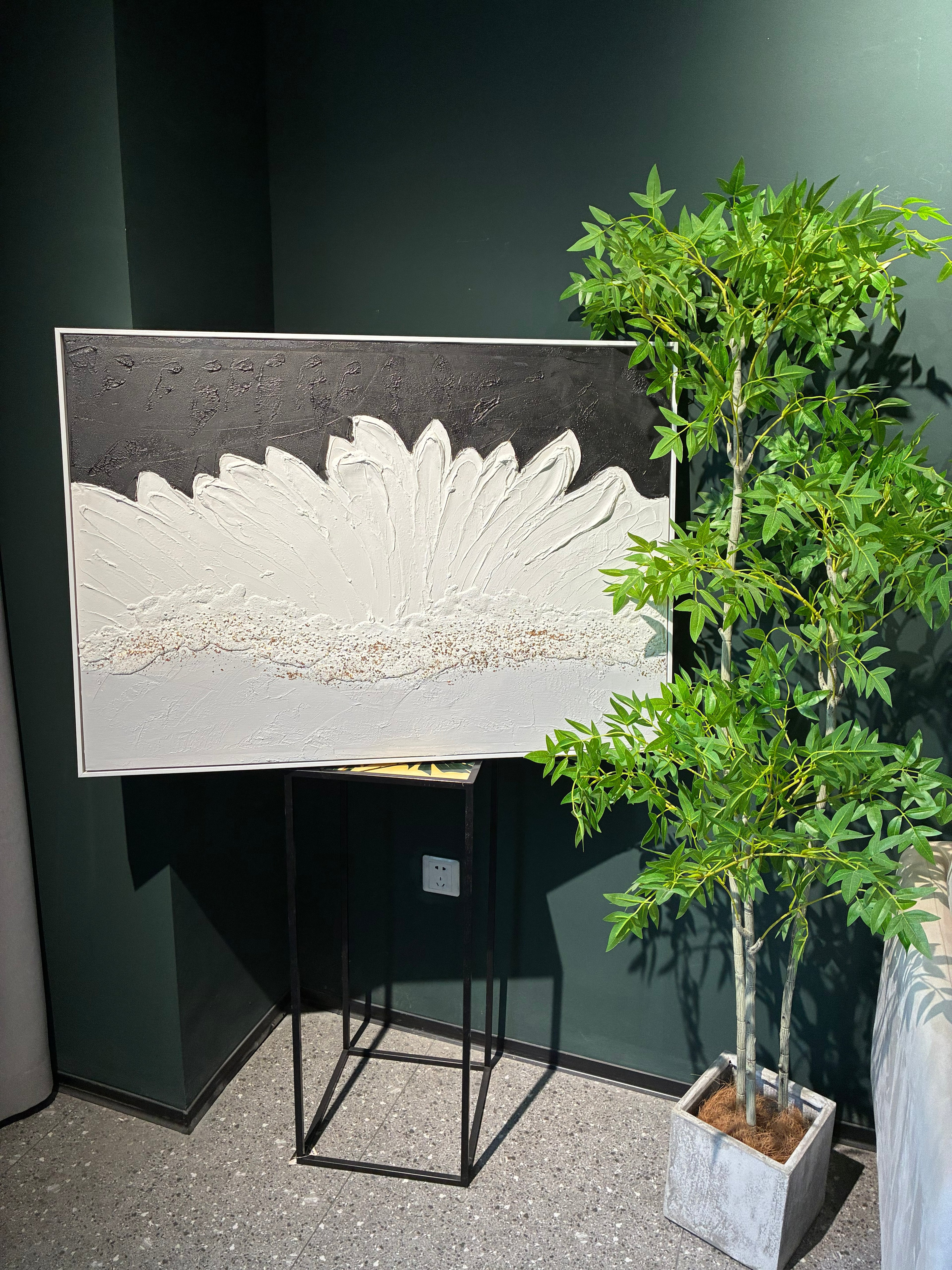 Graphite Impasto canvas in an interior setting